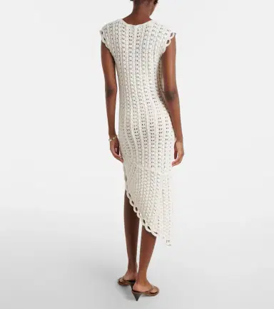 Loulou de Saison Malena asymmetric scalloped crochet midi dress | Thumbnail 2 Loulou de Saison Malena asymmetric scalloped crochet midi dress | Thumbnail 2