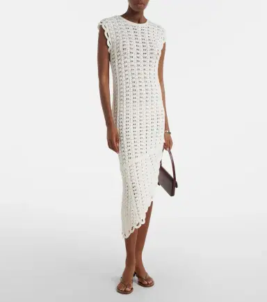 Loulou de Saison Malena asymmetric scalloped crochet midi dress | Thumbnail 3 Loulou de Saison Malena asymmetric scalloped crochet midi dress | Thumbnail 3
