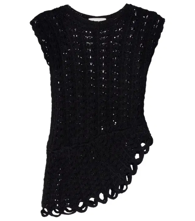 Loulou de Saison Saez asymmetric scalloped crochet top