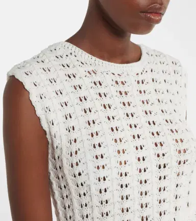 Loulou de Saison Saez asymmetric scalloped crochet top | Thumbnail 2