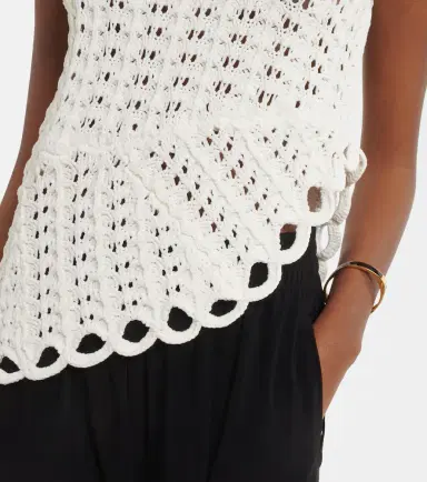 Loulou de Saison Saez asymmetric scalloped crochet top | Thumbnail 3