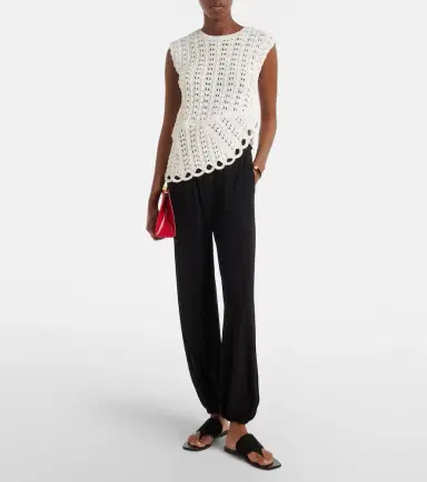 Loulou de Saison Saez asymmetric scalloped crochet top | Thumbnail 5
