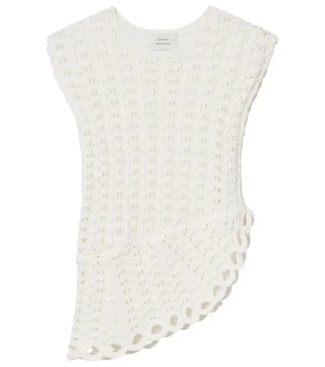Loulou de Saison Saez asymmetric scalloped crochet top