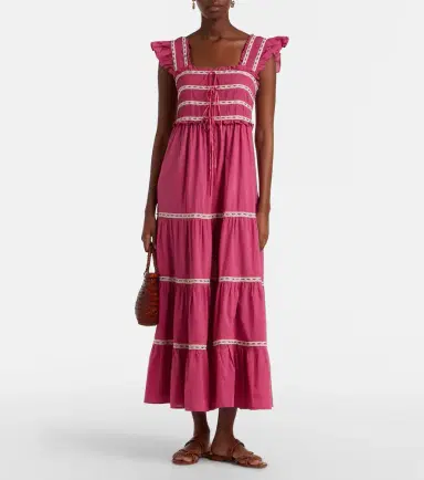 Rixo Chandra tiered cotton midi dress | Thumbnail 4 Rixo Chandra tiered cotton midi dress | Thumbnail 4