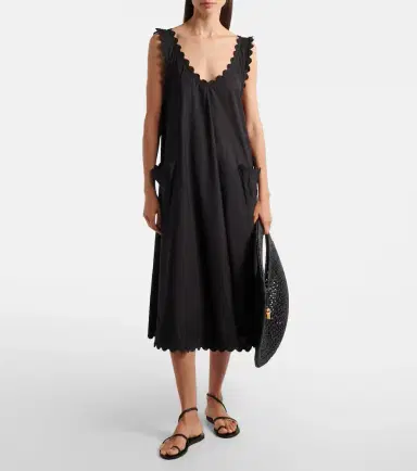 JULIET DUNN Embroidered scalloped cotton poplin midi dress | Thumbnail 2