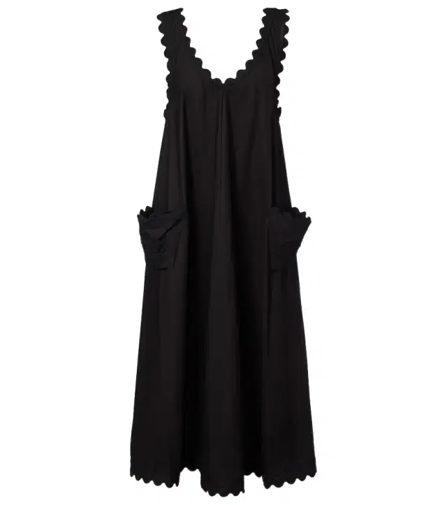 Embroidered scalloped cotton poplin midi dress