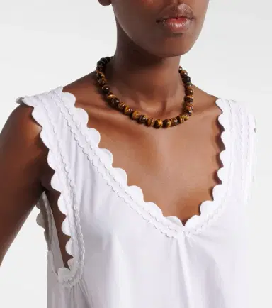 JULIET DUNN Embroidered scalloped cotton poplin midi dress | Thumbnail 3