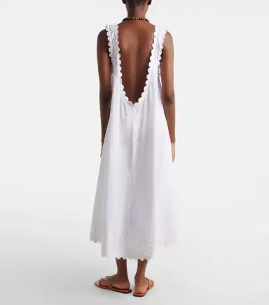 JULIET DUNN Embroidered scalloped cotton poplin midi dress | Thumbnail 4