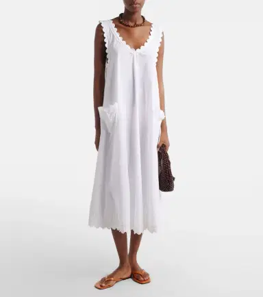 JULIET DUNN Embroidered scalloped cotton poplin midi dress | Thumbnail 5