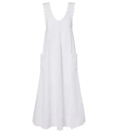 JULIET DUNN Embroidered scalloped cotton poplin midi dress | Thumbnail 1