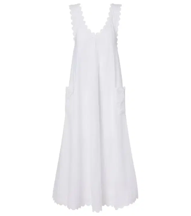 Juliet Dunn Embroidered scalloped cotton poplin midi dress