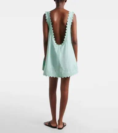 JULIET DUNN Embroidered scalloped cotton poplin minidress | Thumbnail 2