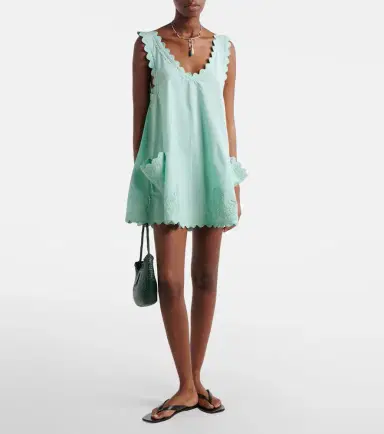 JULIET DUNN Embroidered scalloped cotton poplin minidress | Thumbnail 5