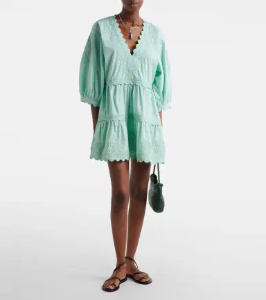 JULIET DUNN Embroidered scalloped cotton poplin minidress | Thumbnail 3
