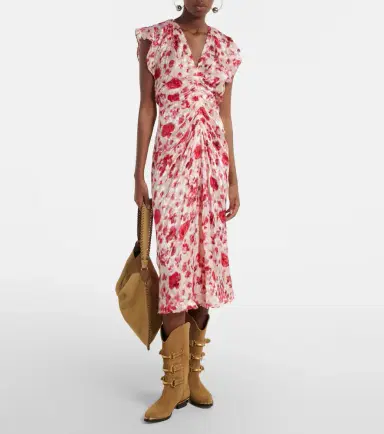 Isabel Marant Lindsay floral ruched jacquard midi dress | Thumbnail 5