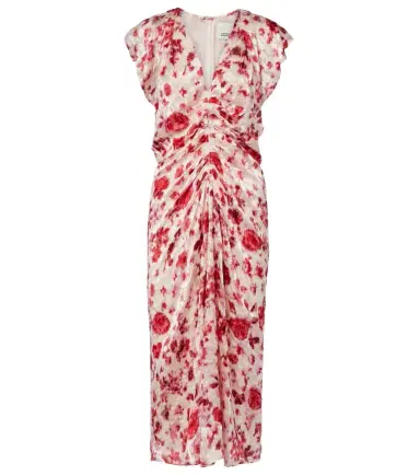 Isabel Marant Lindsay floral ruched jacquard midi dress | Thumbnail 1