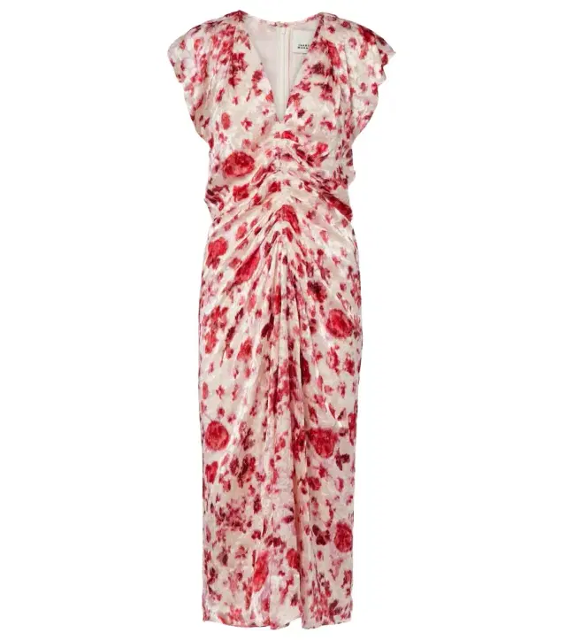 Lindsay floral ruched jacquard midi dress