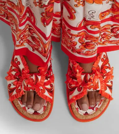 Dolce & Gabbana Majolica fringed brocade slides | Thumbnail 6