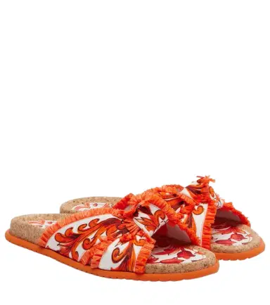Dolce & Gabbana Majolica fringed brocade slides | Thumbnail 1