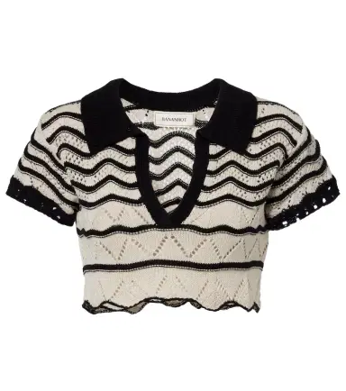 Bananhot Coco open-knit cotton-blend crop top | Thumbnail 1