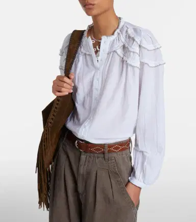 Marant Étoile Christa ruffled cotton-blend blouse | Thumbnail 3 Marant Étoile Christa ruffled cotton-blend blouse | Thumbnail 3