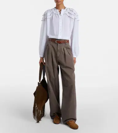 Marant Étoile Christa ruffled cotton-blend blouse | Thumbnail 4 Marant Étoile Christa ruffled cotton-blend blouse | Thumbnail 4