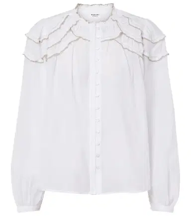 Marant Étoile Christa ruffled cotton-blend blouse | Thumbnail 1 Marant Étoile Christa ruffled cotton-blend blouse | Thumbnail 1