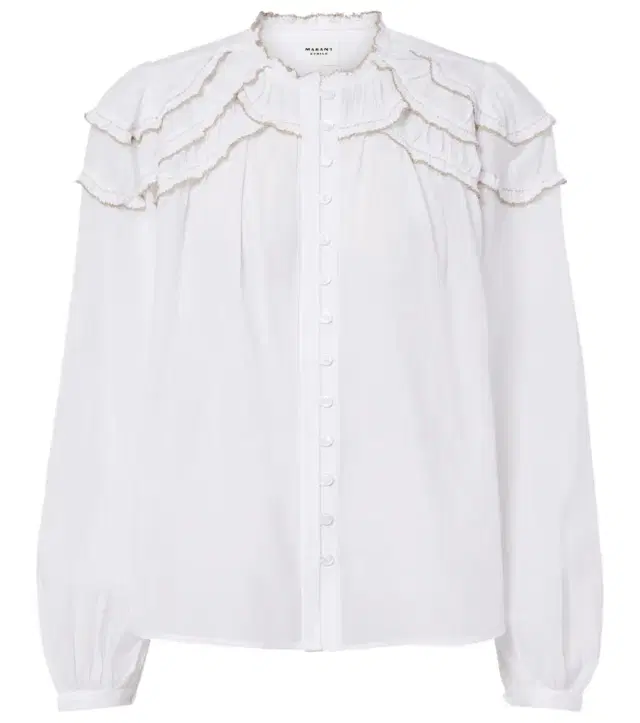 Christa ruffled cotton-blend blouse