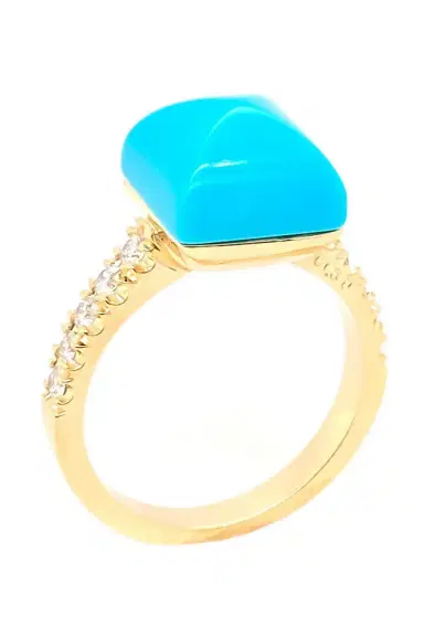 ALETTO BROTHERS Black Onyx Diamond Piramide Turquoise Ring | Thumbnail 1