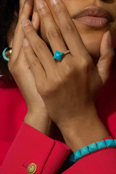 ALETTO BROTHERS Black Onyx Diamond Piramide Turquoise Ring | Thumbnail 2