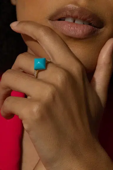 ALETTO BROTHERS Black Onyx Diamond Piramide Turquoise Ring | Thumbnail 4