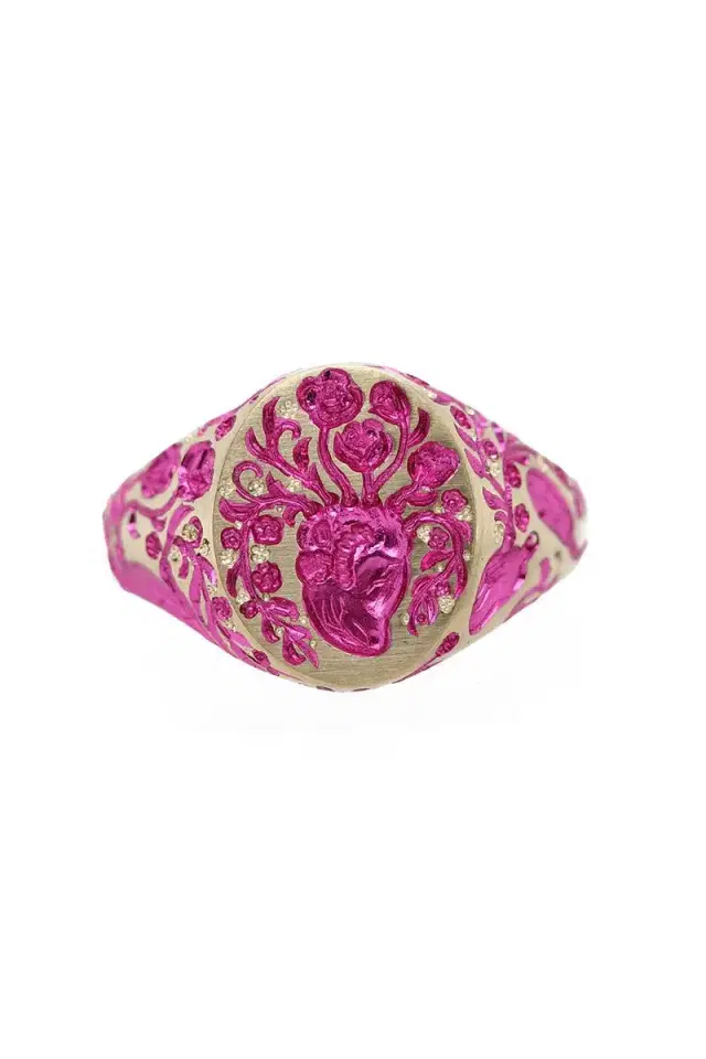 CASTRO SMITH Mini Pink Heart Signet Ring