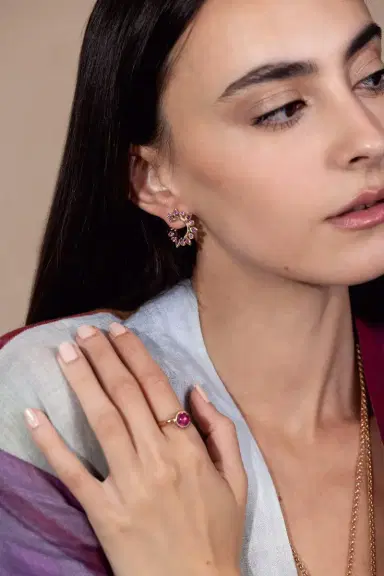TAMARA COMOLLI Pink Tourmaline Small Bouton Ring | Thumbnail 3