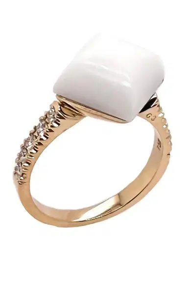 ALETTO BROTHERS White Black Onyx Diamond Piramide Ring | Thumbnail 1