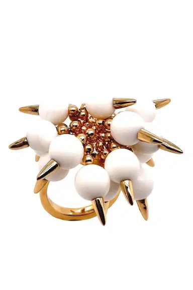 ALETTO BROTHERS Whte Onyx Spiked Muse Ring | Thumbnail 1