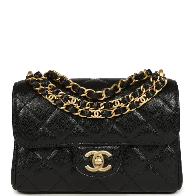 Chanel Chanel Mini "CC Vibe" Flap Bag Black Shiny Caviar Brushed Gold Hardware