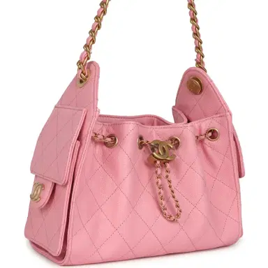 Chanel Chanel Mini 25 Hobo Bag Pink Caviar Antique Gold Hardware | Thumbnail 2