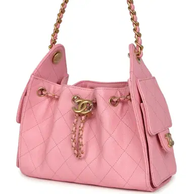 Chanel Chanel Mini 25 Hobo Bag Pink Caviar Antique Gold Hardware | Thumbnail 5