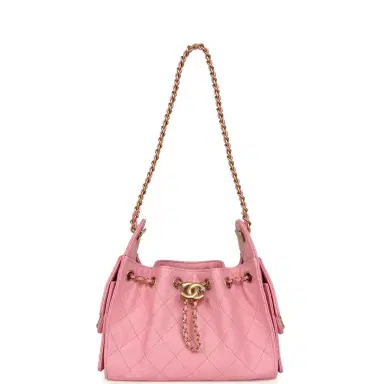 Chanel Chanel Mini 25 Hobo Bag Pink Caviar Antique Gold Hardware | Thumbnail 7