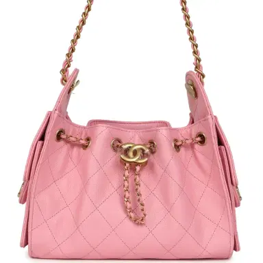 Chanel Chanel Mini 25 Hobo Bag Pink Caviar Antique Gold Hardware | Thumbnail 1