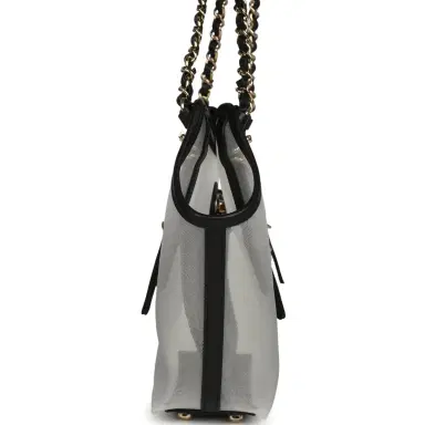Chanel Chanel Small Coco Beach Shopping Bag Transparent Mesh and Black Calfskin Light Gold Hardware | Thumbnail 3