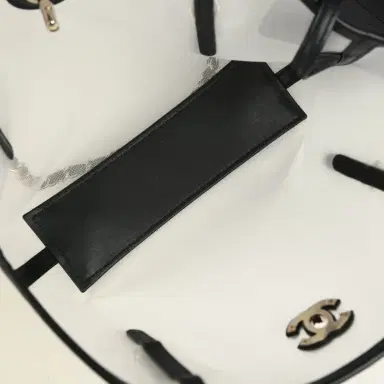 Chanel Chanel Small Coco Beach Shopping Bag Transparent Mesh and Black Calfskin Light Gold Hardware | Thumbnail 9