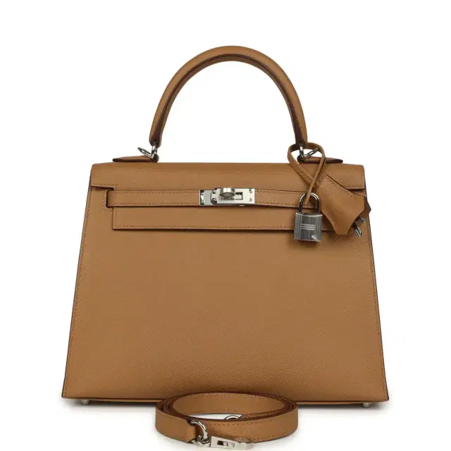 hermes Hermes Kelly Sellier 25 Biscuit Epsom Palladium Hardware
