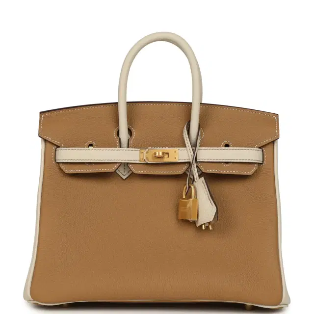 hermes Hermes Special Order (HSS) Birkin 25 Biscuit and Craie Togo Brushed Gold Hardware