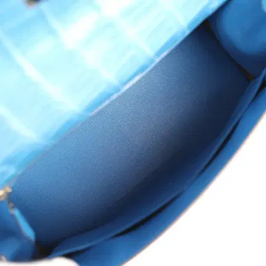 HERMÈS Pre-owned Hermes Kelly Retourne 32 Bleu Mykonos Matte Alligator Palladium Hardware | Thumbnail 8