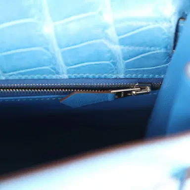HERMÈS Pre-owned Hermes Kelly Retourne 32 Bleu Mykonos Matte Alligator Palladium Hardware | Thumbnail 9