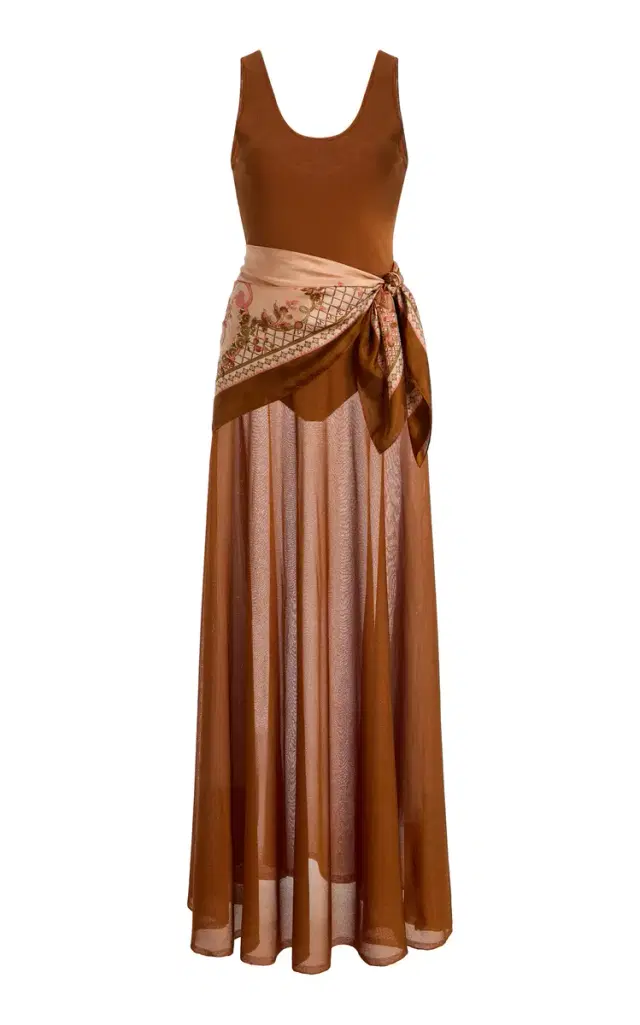 Aster Scarf-Detailed Knit Maxi Dress