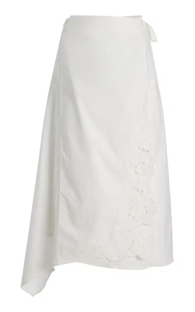 Klara Lace-Trimmed Satin Midi Skirt