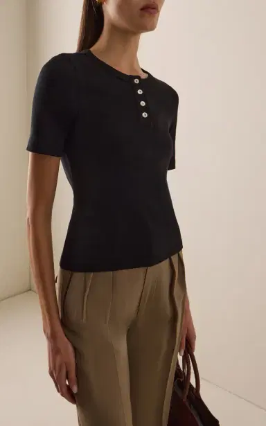 FLORE FLORE Jess Cotton Henley T-Shirt | Thumbnail 3 FLORE FLORE Jess Cotton Henley T-Shirt | Thumbnail 3