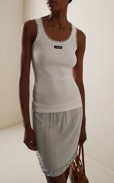 Miu Miu Pointelle Knitted Cotton Tank Top | Thumbnail 2
